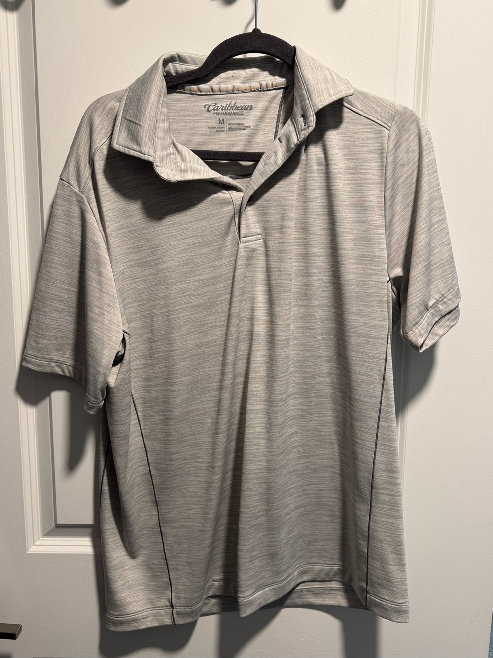 Caribbean Performance Men’s Long Sleeve Button Down Shirt Blue Gray M Performanc